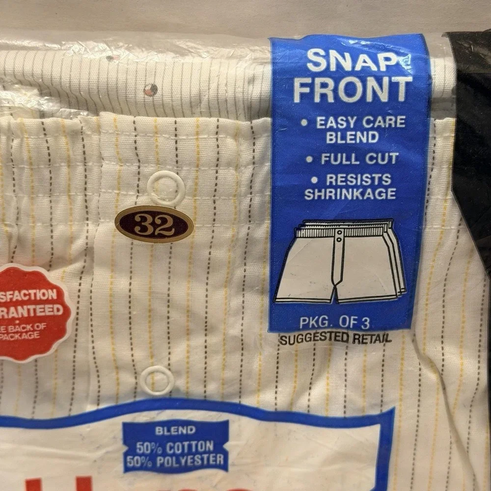 Mens Vintage Hanes Gripper Boxers 3 Pack Size 32 Sealed Deadstock Underwear Snap